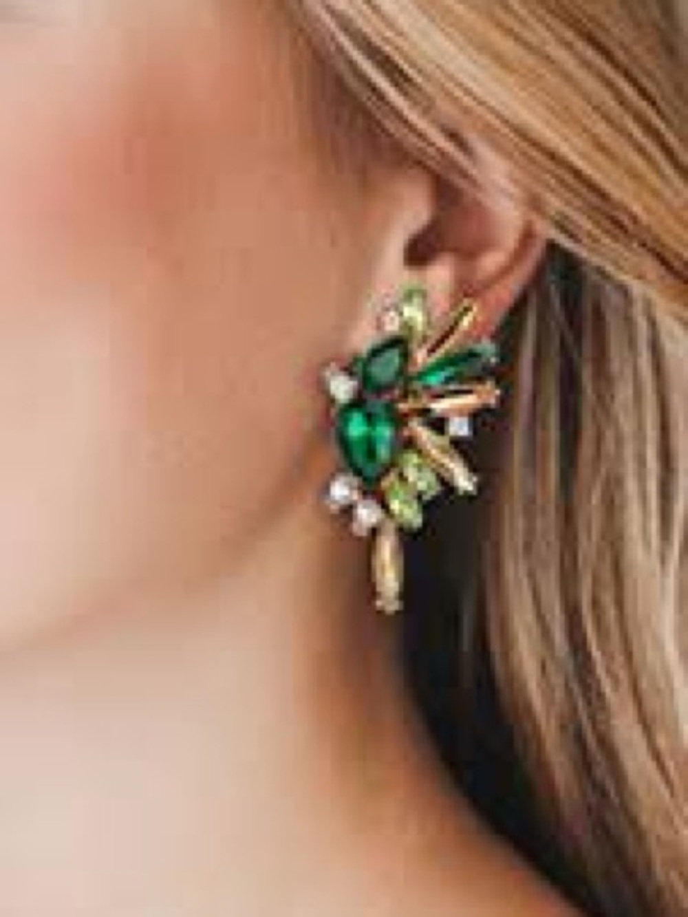 Elegant Green Crystal Cluster Earrings by